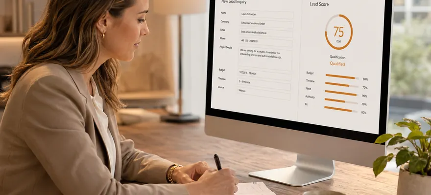 Bildschirm mit einer eingehenden Anfrage und ihrer Bewertung als qualifizierter Lead